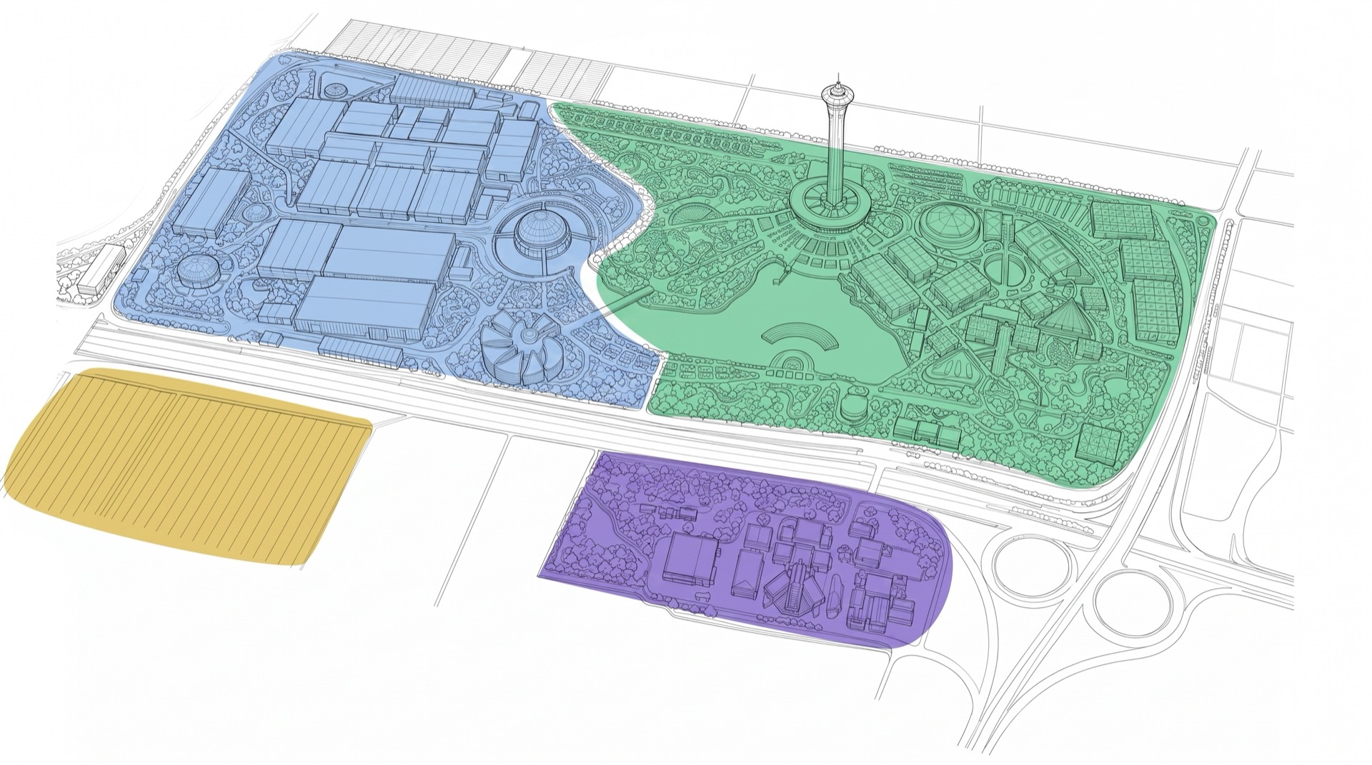 Isometric map of the COP31 Antalya venue with Blue Zone, Green Zone, VIP and parking areas
